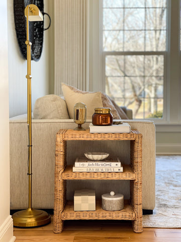 Martin Coastal Bohemian Rattan/Wood 3 Tier End Table - JONATHAN Y